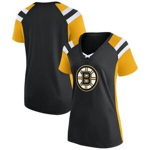 Women's Black and Gold Sports Team V-Neck Top